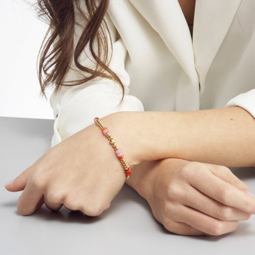 Bracciale in argento dorato con pietre rosa e arancio Linea BOULE