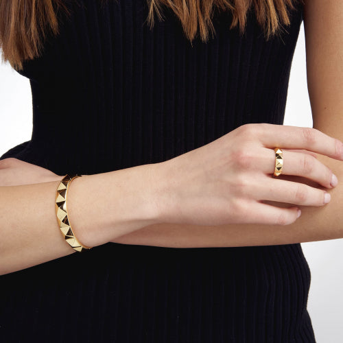 Bracciale UNOAERRE rigido in bronzo dorato LINEA PIRAMIDI