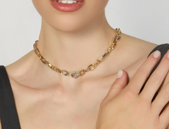 COLLANA CATENA BICOLORE E ZIRCONI ART. 2921