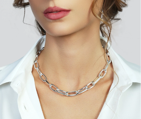 Collana bicolore con maglia in zirconi ART 2780