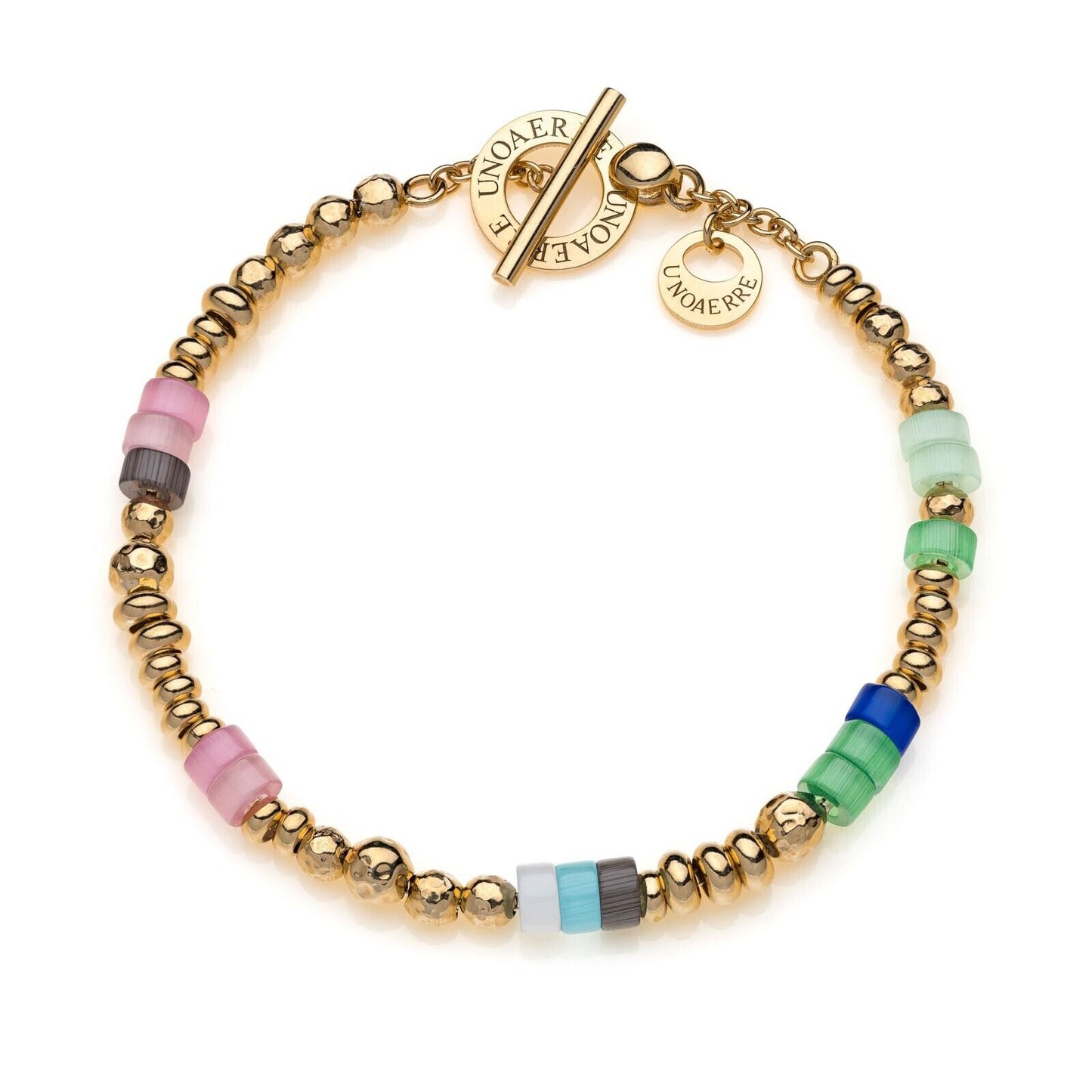 Bracciale in argento dorato con pietre colorateLinea BOULE
