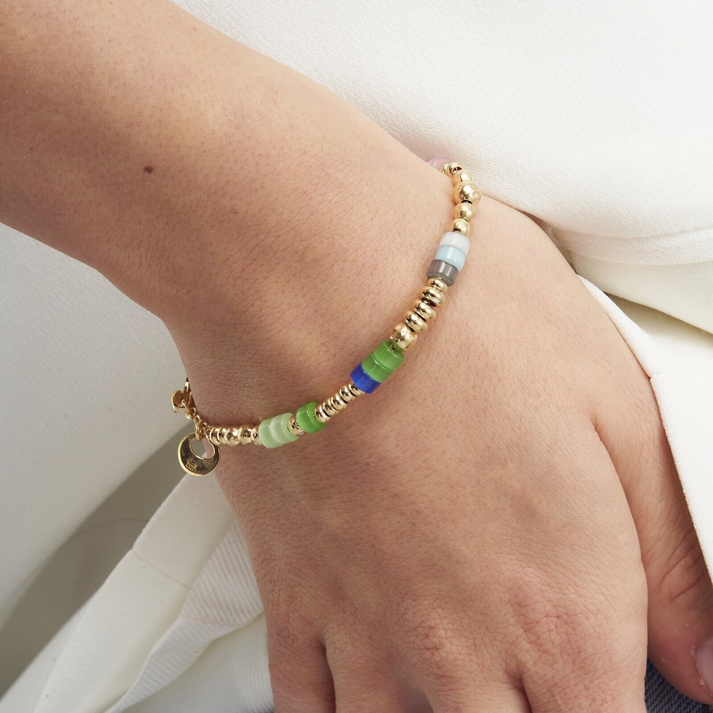Bracciale in argento dorato con pietre colorateLinea BOULE