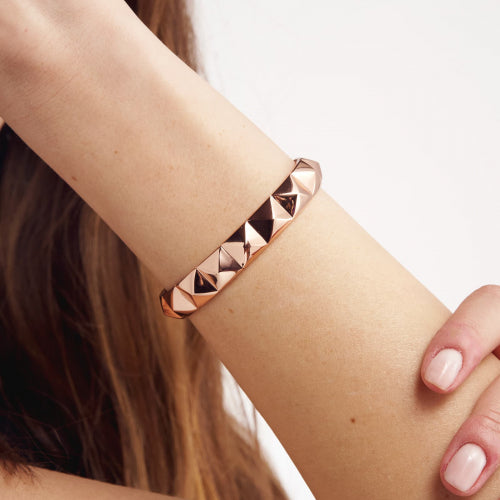 Bracciale UNOAERRE rigido in bronzo dorato rosa LINEA PIRAMIDI
