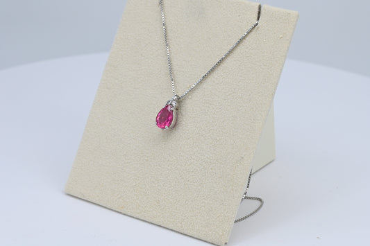 Collana oro bianco diamanti e tormalina
