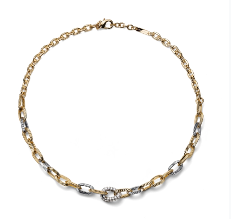 COLLANA  CATENA BICOLORE E ZIRCONI ART. 2921
