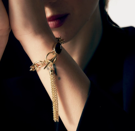 Bracciale con pietra nera e frange ART. 2190