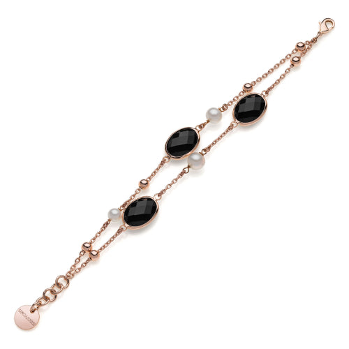 Bracciale UNOAERRE LINEA JAIPUR con pietre nere e perle