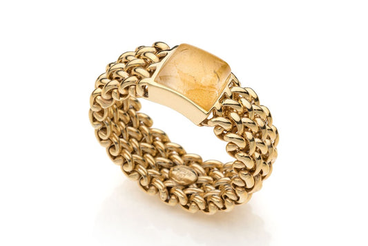 Anello Linea Chicco argento dorato con quarzo citrino