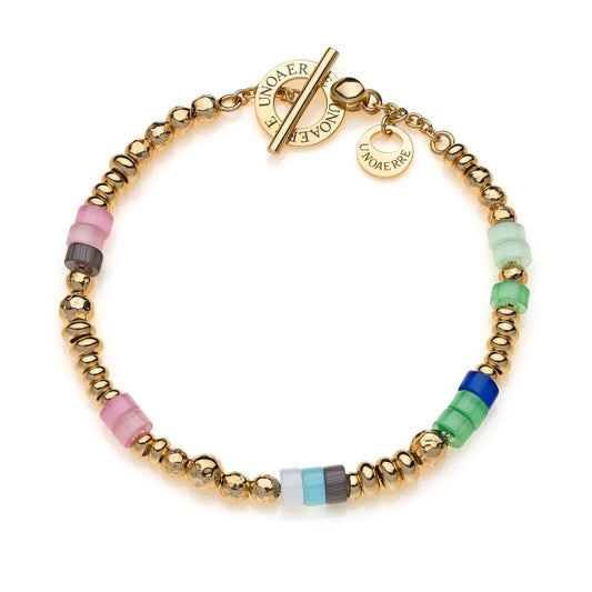 Bracciale in argento dorato con pietre colorateLinea BOULE