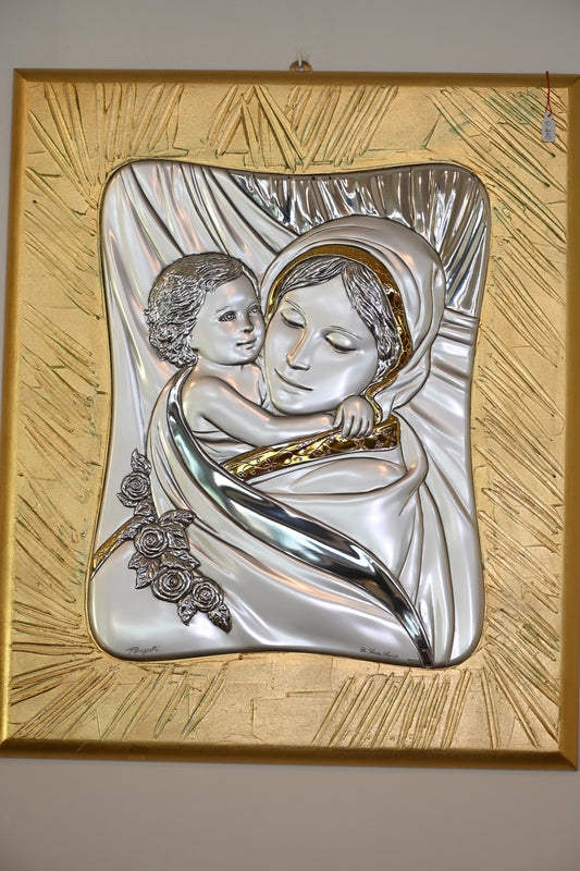 Madonna con bambino cornice oro