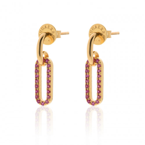Orecchini in argento dorato con cubic zirconia rosa